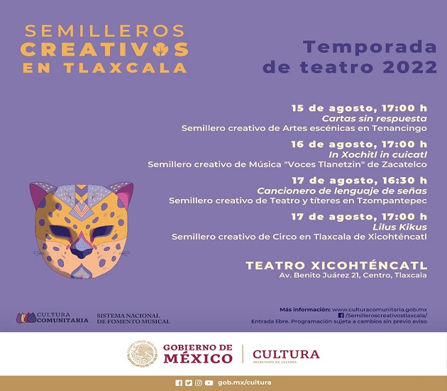 Semilleros creativos de Tlaxcala muestran sus conocimientos escénicos en el Teatro Xicohténcatl
