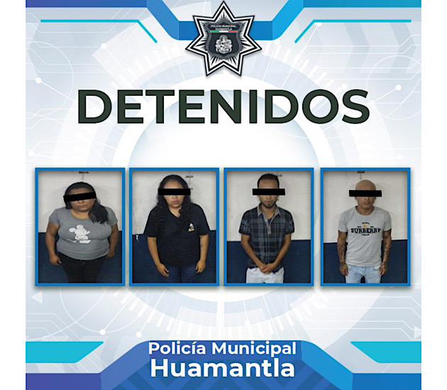 Detiene Policía de Huamantla a cuatro personas por robo de celulares