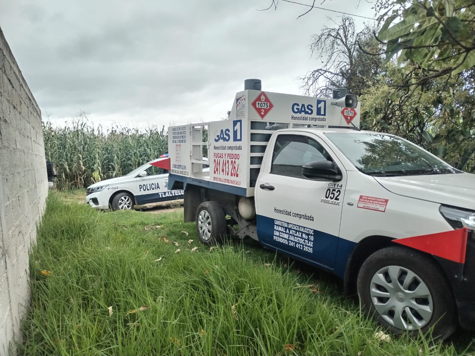 Roban vehículo a gasero en Chiautempan, la recupera Seguridad Pública de Tlaltelulco