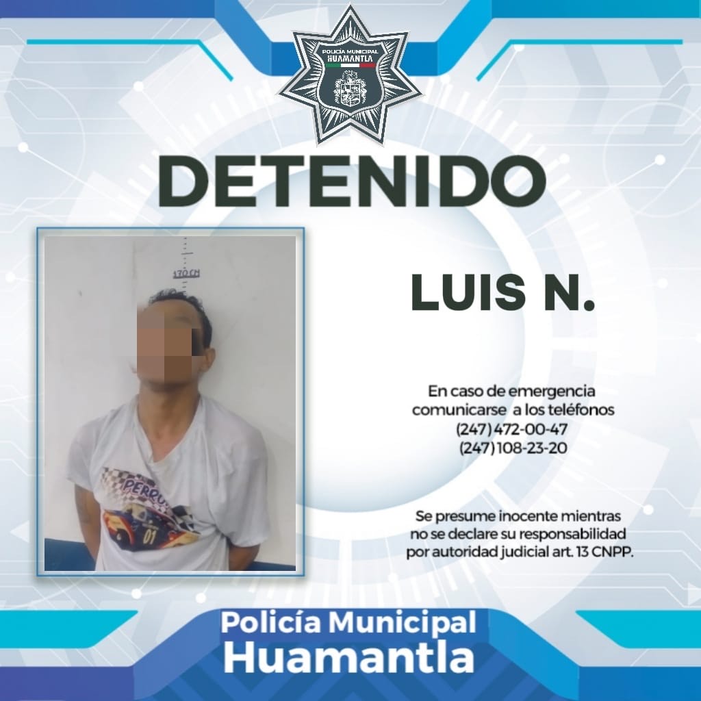 Detiene policía de Huamantla a presunto ladrón en el centro de la ciudad