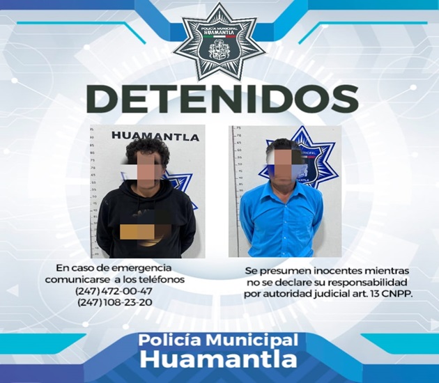 Detienen Policías de Huamantla a dos personas señaladas por allanamiento