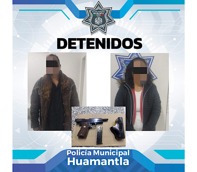 Policía de Huamantla captura a dos personas que portaban arma de fuego sin documentación legal