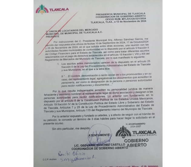 Reitera Ayuntamiento de Tlaxcala ser un gobierno de puertas abiertas; las peticiones se han atendido en tiempo y forma