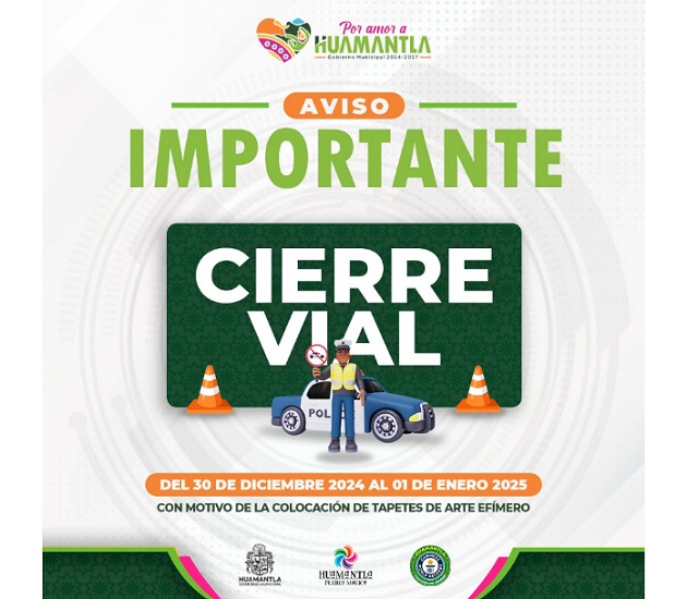 Invita gobierno de Huamantla a tomar vías alternas ante cierre de calles por elaboración de tapetes y alfombras