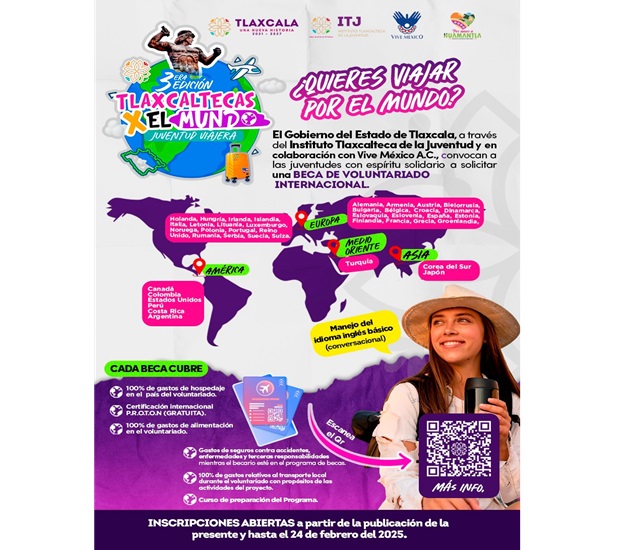 Acercan gobierno de Huamantla e ITJ posibilidades para que jóvenes huamantlecos viajen por el mundo