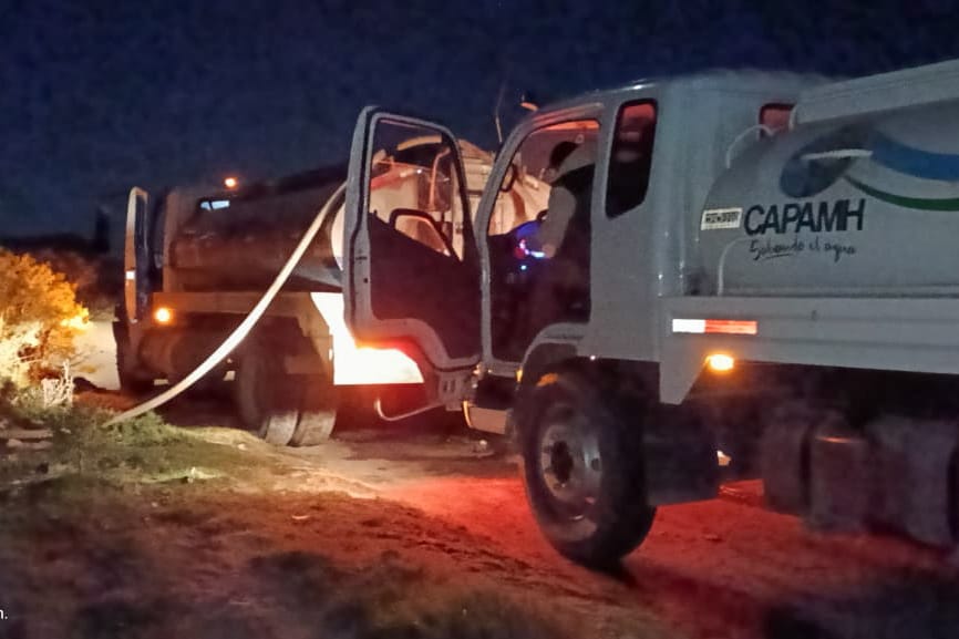 Distribuye CAPAMH pipas de agua en comunidades donde se realizan obras para el nuevo pozo de san francisco