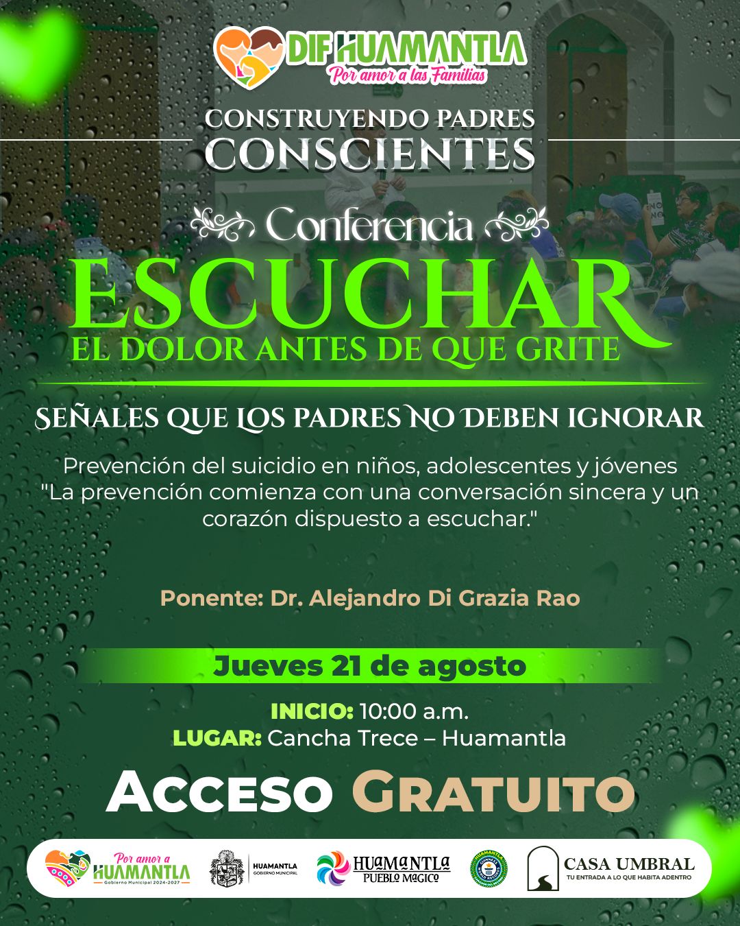 SMDIF Huamantla invita a conferencia 'La prevención comienza con una conversación sincera y un corazón dispuesto a escuchar'