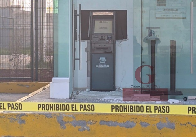 Frustra policía robo de cajero del Banco del Bienestar en Muñoz de Domingo Arenas