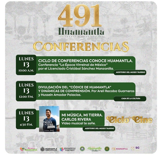 Invita gobierno municipal al ciclo de conferencias ‘Conoce Huamantla’ como parte de festejos de 491 años de fundación