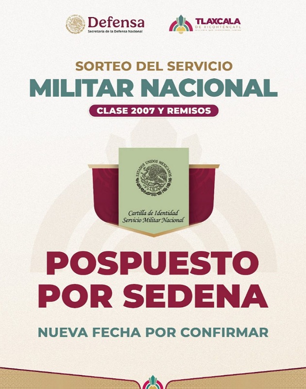 Pospone Sedena sorteo del Servicio Militar Nacional en Tlaxcala capital