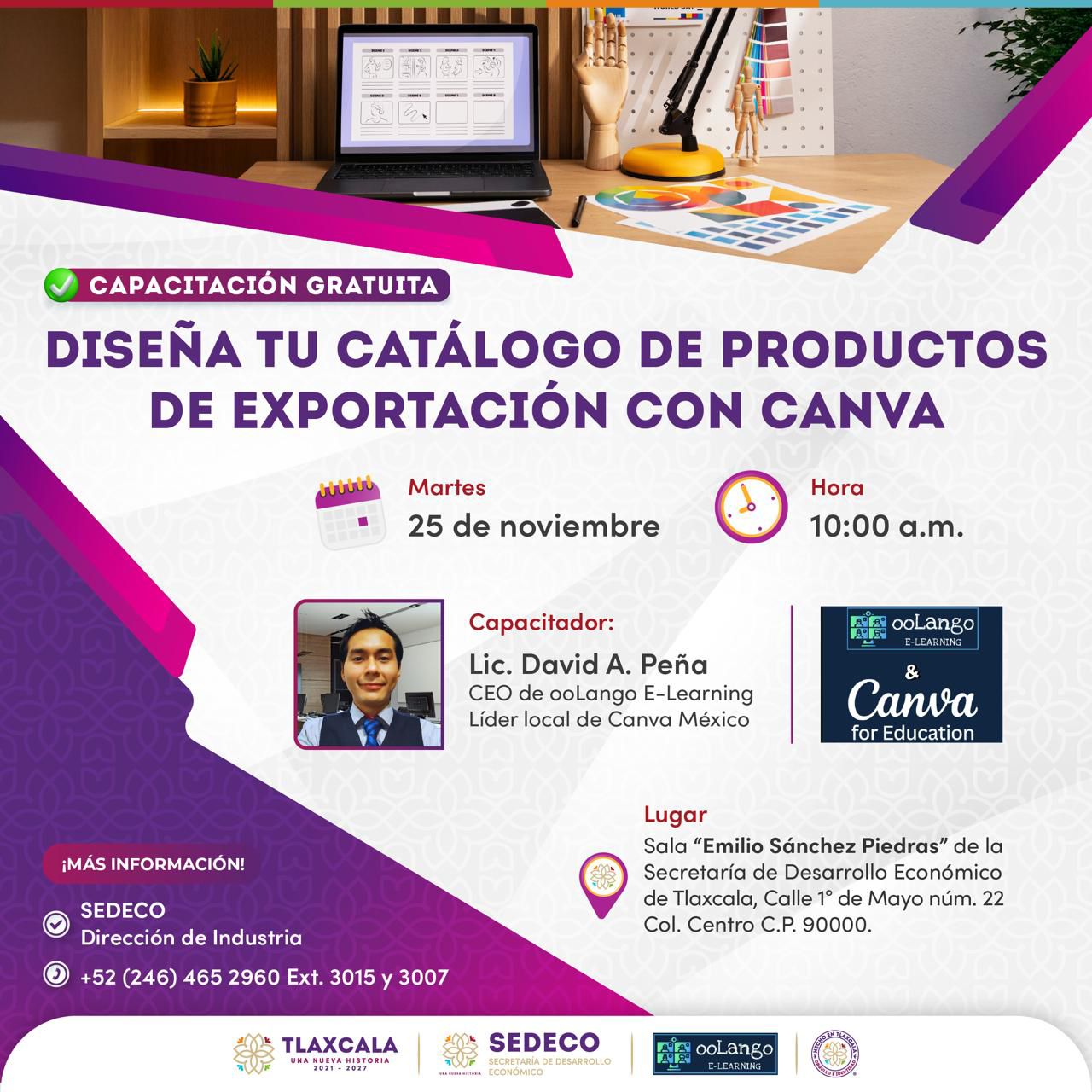 Gobierno de Huamantla y la SEDECO invitan a capacitación gratuita: 'Diseña tu catálogo de productos de exportación con Canva