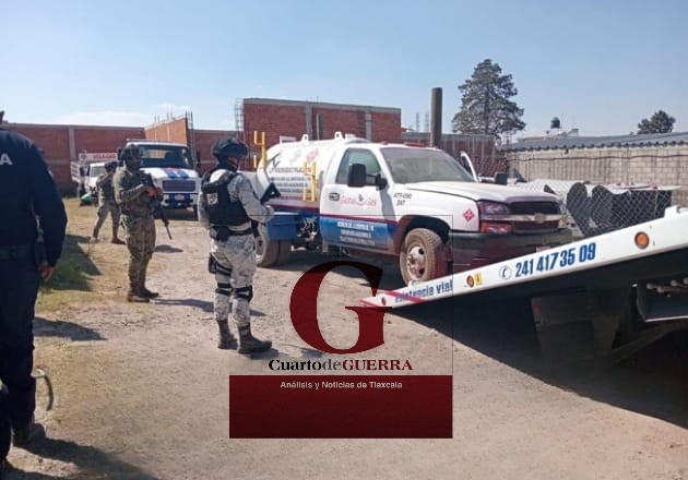 Megaoperativo policiaco en Apizaco: Aseguran inmueble y tres unidades de distribución ilegal de gas