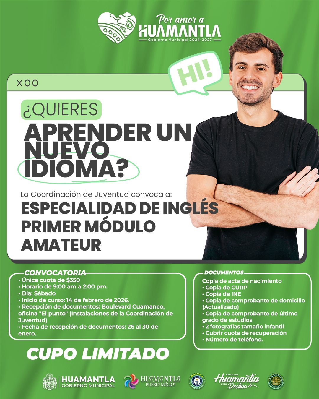 Gobierno Municipal de Huamantla impulsa la formación juvenil con curso de Ingles