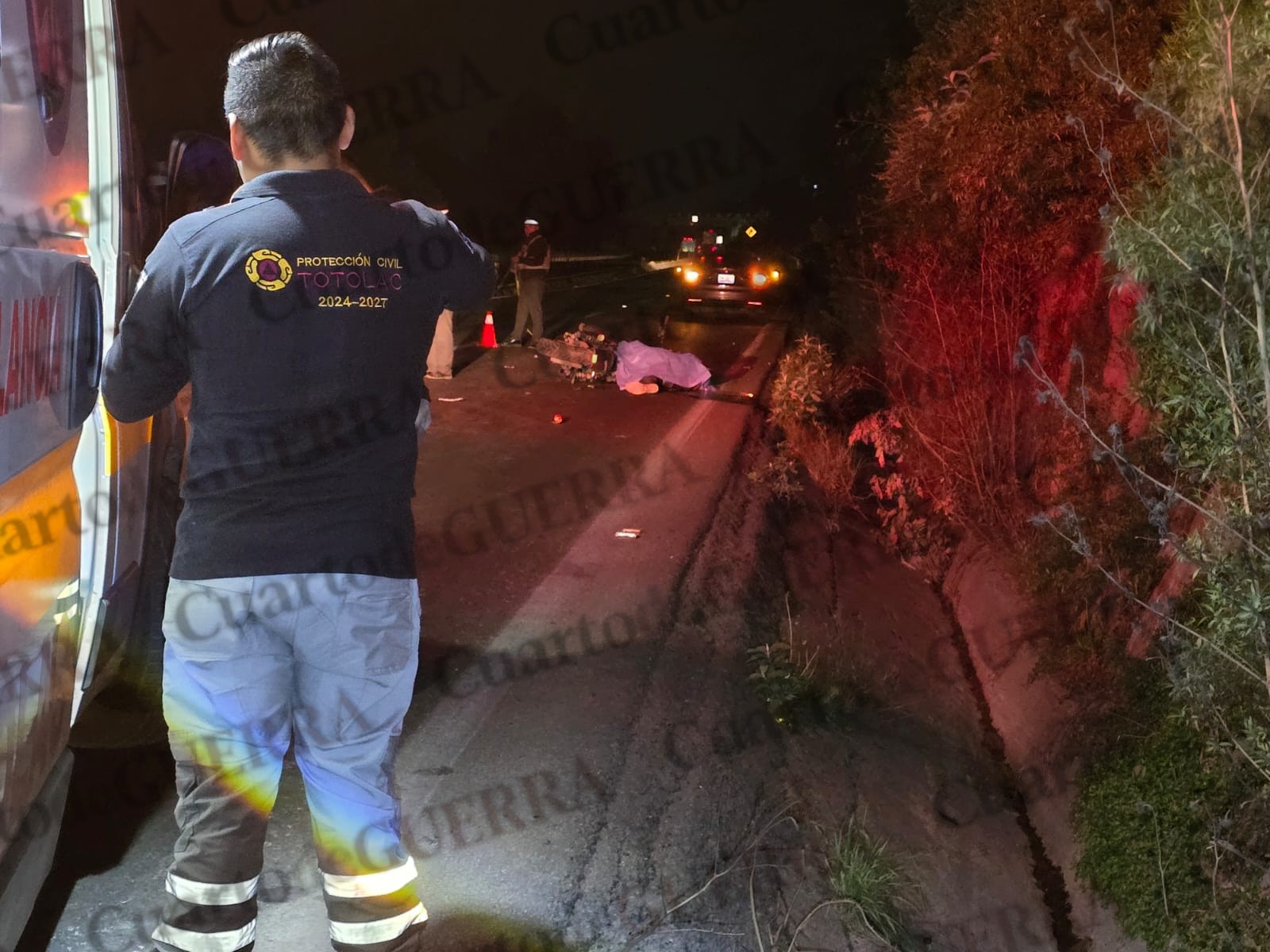 Pierde la vida motociclista de la CDMX tras accidentarse en la carretera Apizaco-Tlaxcala