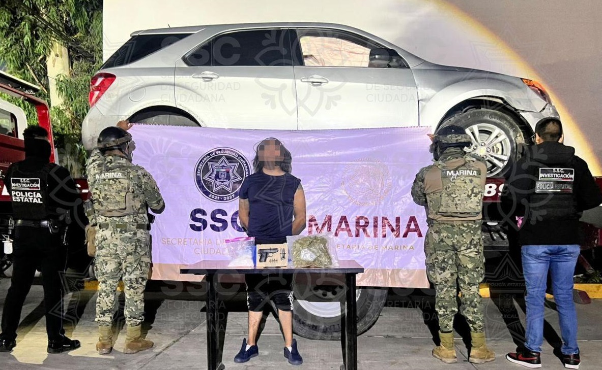 Detiene Secretaría de Seguridad Ciudadana en Tecopilco a sujeto por portación de arma de fuego