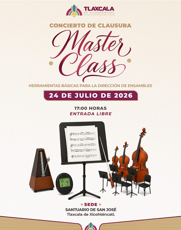 La música se apropiará del Santuario de San José con concierto de clausura de Master Class organizada por el Ayuntamiento de Tlaxcala