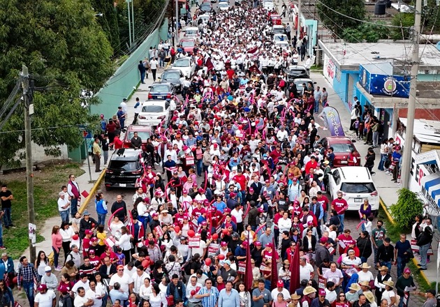 Más de mil tlaxcaltecas marchan en respaldo a Claudia Sheinbaum y al proyecto de Alfonso Sánchez
